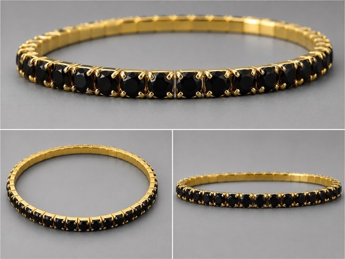 Gold tone rhinestone tennis - tone,