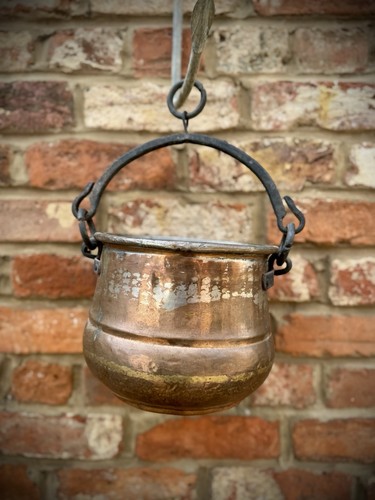 Antique copper cauldron pot - antique,