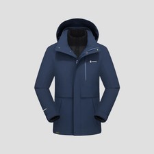3-in-1 Goose Down Hooded Jacket Men's Breathable Hooded Hiking Waterproof Coat