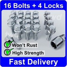 20 x ALLOY WHEEL BOLTS & LOCKS FOR SAAB 9-3 / 9-5 (M12x1.5) SECURITY NUTS [H4b]