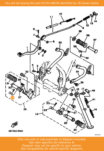 Yamaha pin 91701 08038 - pin,, oem