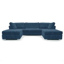 Modern U Shape Sofa – Jumbo Cord Corner Full Back Couch Foot Stool Large Suite