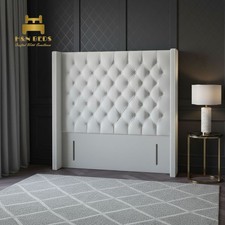 54" Winged Chesterfield Floor Standing Headboard Plush Velvet Upholstered Double