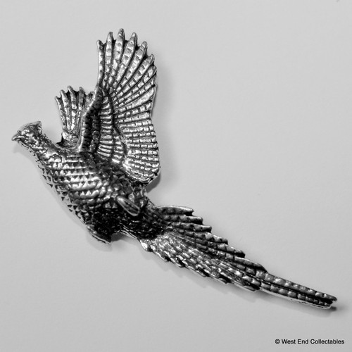 Rising pheasant pewter - pheasant, pin