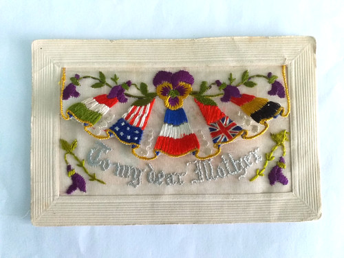 Ww1 silk embroidered greetings - silk,