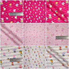 Peppa Pig 100% Cotton Fabric Digital Print Official Licensed 55" 140cm Wide