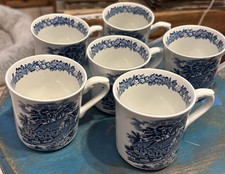 6  J & G Meakin Cups 3 1/4” Romantic England Blue