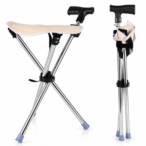 Folding walking stick seat - walking,