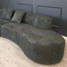 Luxury Large 336cm Miami Boucle Curved Cinema Sofa for 4 5 6 Seater Family Black