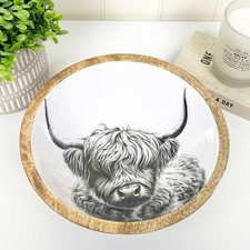 Decorative Bowl Highland Cow Fruit Dish Serving Keys Crystals Dining Table Decor