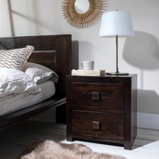 DARK MANGO WOOD BEDSIDE TABLE