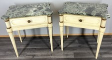 Pair of Bedside Tables Vintage French Shabby Chic Marble Top Cabinets LOT 4226