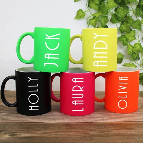 Personalised neon coffee mug - personalised,
