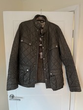 Barbour Steve Mcqueen Mulholland Lightweight Grey Biker Quilt Jacket Size Large
