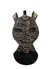 Giraffe Carved Wood Plaque Art Sculpture Figurine 7" w x 10" Tall  Black/Tan