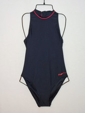 Zoggs Womens Sz12 Hydrasuit High Neck Back Zipper One Piece Lycra Swimsuit