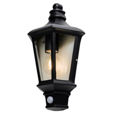 Litecraft Perry Wall Light Outdoor Half Lantern With PIR Motion Sensor - Black  