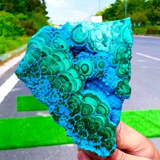 3.09LB Natural velvet Malachite stone cat eye cluster rough mineral sample