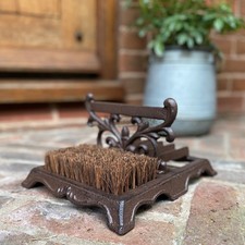 Cast Iron Ornate Boot Scraper And Brush Victorian Style