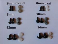 Black Plastic Safety Eyes - 6 /8/ 10 /12 /14 mm, Amigurumi, Soft Toy Teddy Bear 