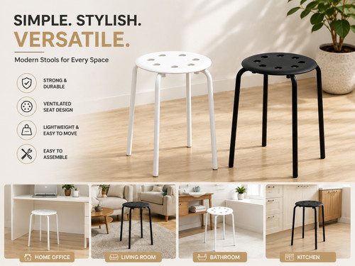 Round plastic stackable stool - plastic,