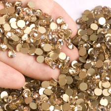 Golden Shadow Non Hotfix Rhinestone Glass Gold Crystals for Nail Art Decorations
