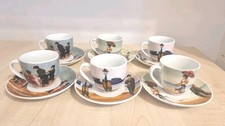 Jack Vettriano Style 6× Vintage Espresso Cups&Saucers– Spanish Romantic Scene