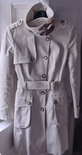 karen Millen trench coat size 8 cream beige mid length belted smart casual