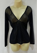 Joseph Ribkoff Black Mesh ‘Shadow Sleeve” Top. Size 14. NWT. £129.