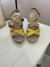 Dune - Yellow & Grey/Beige - Cross Strap & Buckled - Heeled Sandals 39 (6)