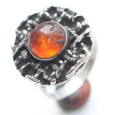 Sterling Silver Vintage Ring Decorated With Baltic Amber 7.0 gram 波羅的海琥珀