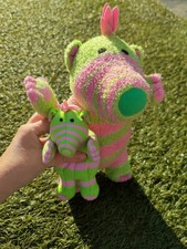 Baby Pom Fimble Soft Toy Plushie Green and Pink Bundle of 2