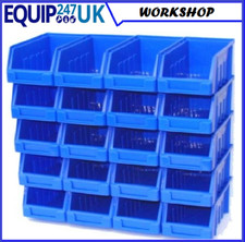 20 BLUE SIZE 2 STACKING STORAGE BINS PLASTIC PARTS BINS 