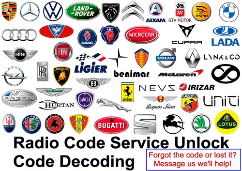 Car radio code unlocking - code,