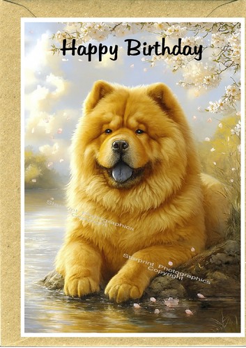 Chow dog birthday - chow, card