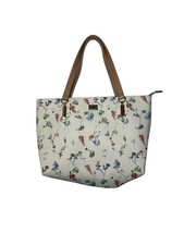 Bessie London Floral Tote Bag Large Shoulder Handbag Cream Tan 34x45cm