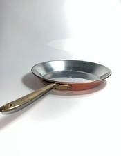 Vintage Copral Portugal Copper Oval Fish Fry Pan, 10" Round , 17"Long W/Handle