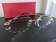 Cartier Gold C-Frame Clear Oval Lens Sunglasses