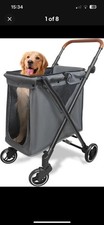 Folding Pet Stroller Dog Stroller for Small/Medium Dogs, 4 Wheels with 4 Mechani