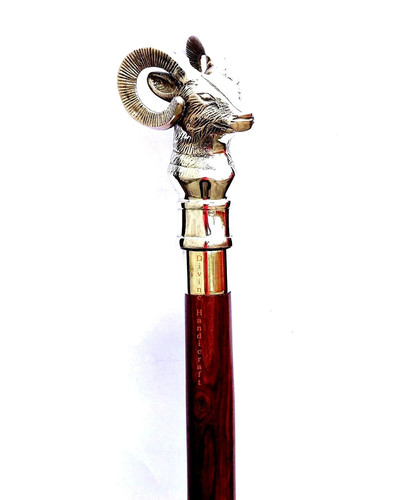 Rams head handle brass walking - handle,
