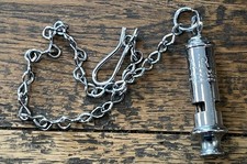 Vintage WW2 Air Raid Warden ARP Whistle Top Quality Example Immaculate c/w Chain