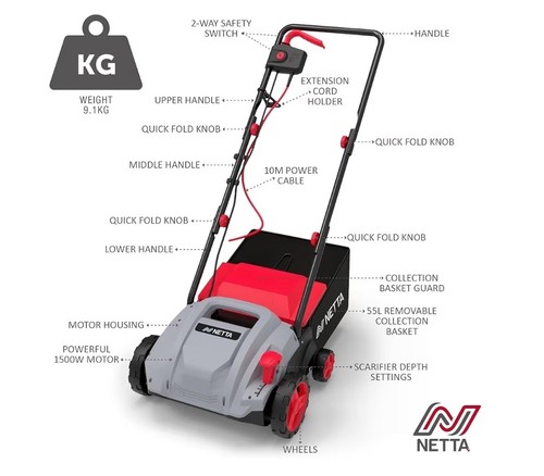 Netta 1500w lawn scarifier - netta,