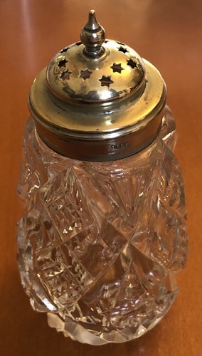 Cut glass sugar sifter - glass,