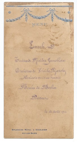 Antique 1912 french lunch menu - antique,