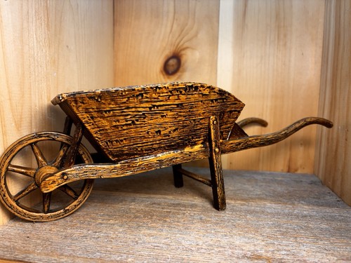 Vintage faux wood - wood, wheelbarrow