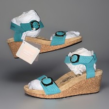NWT Birkenstock Papillio Teal Blue Slingback Wedge Sandals Size 9 EU 40