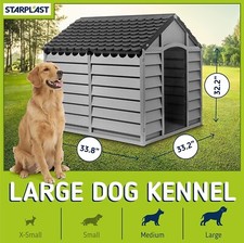 LARGE DOG KENNEL GREY DURABLE