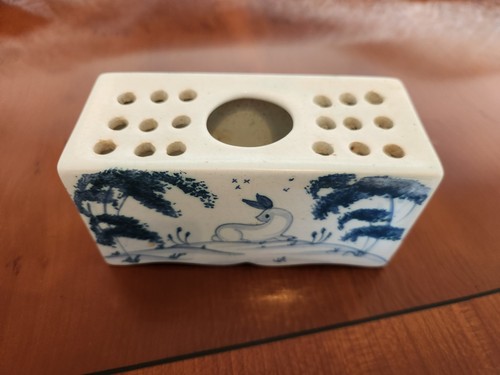 Blue white ceramic flower - ceramic,
