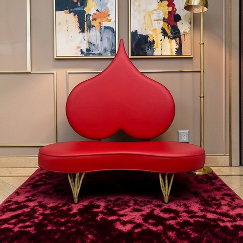 Sofa bench italy red leather - bench,