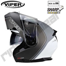 Viper RSV345 Modular Flip Up Front Motorcycle Helmet ECE Bike Crash Black White